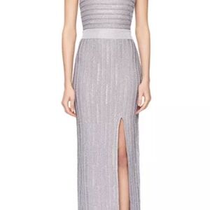 Herve Leger Silver Evening Gown